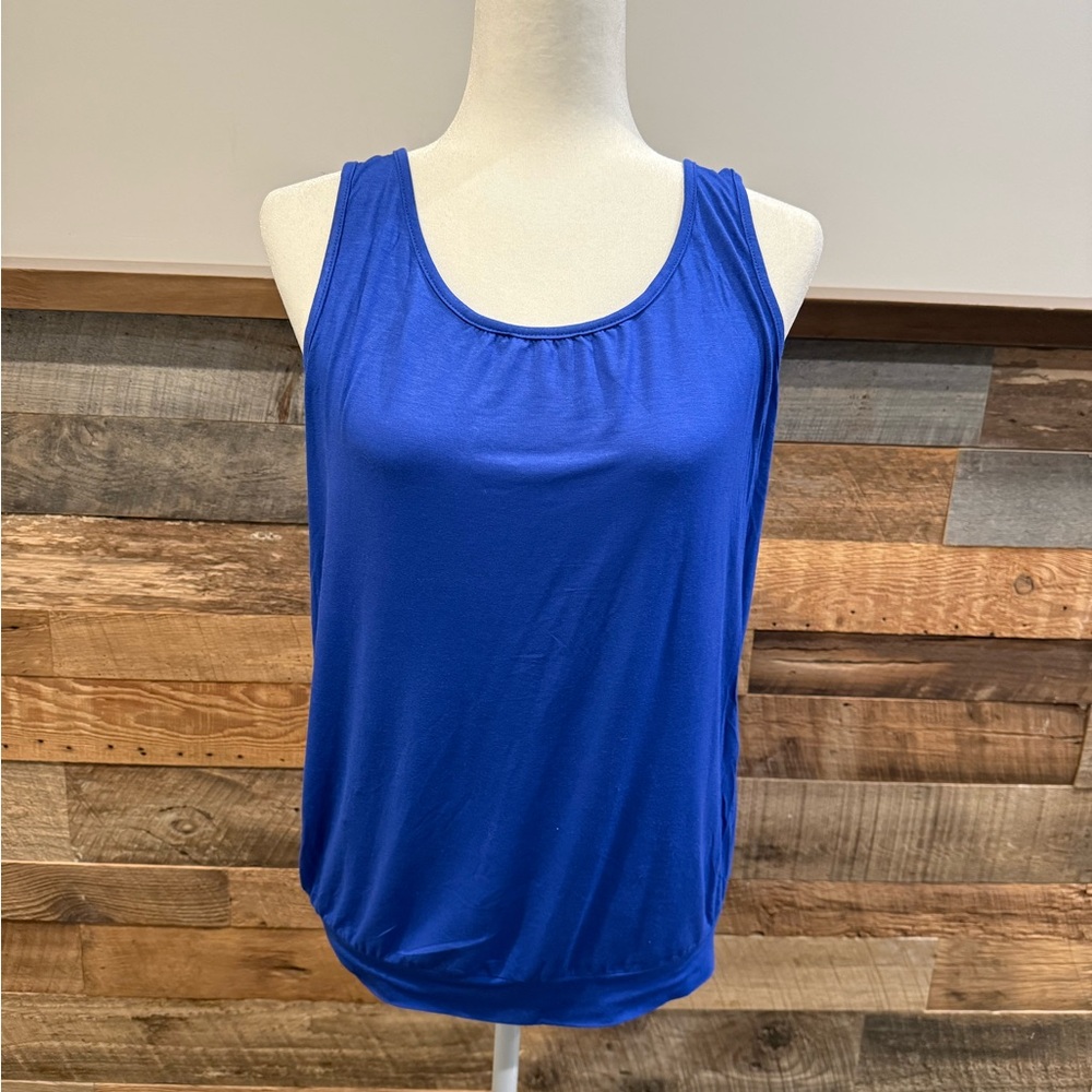 NWT!! Blue Relaxed Tank Top with Scoop Neck